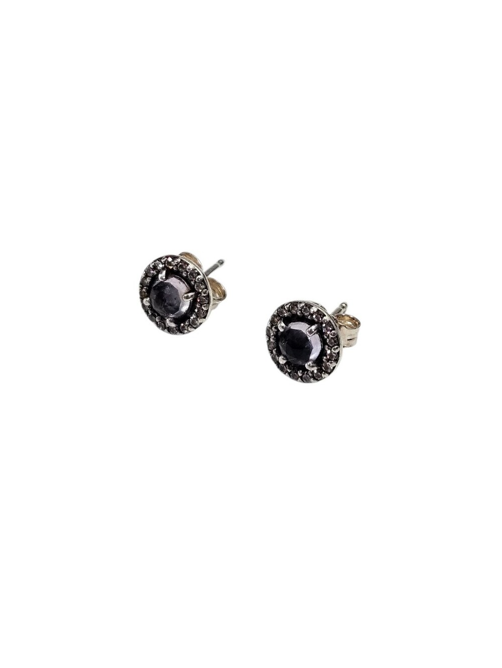 Pandora S925 ALE Light Purple Crystal Halo Stud Earrings